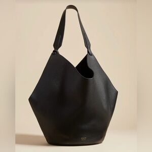 Khaite Lotus medium textured-leather tote (black)